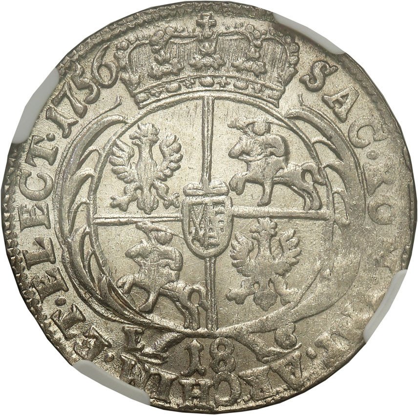 August III Sas. Ort (18 groszy) 1756, Lipsk NGC MS62